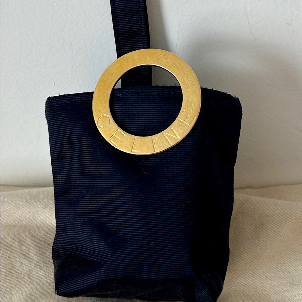 Vintagw Celine Circle Logo Pouch, a rare accessory from the 1990s.